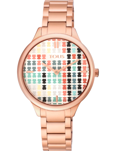 Relógio TOUS Tartan Multicolor em aço IP rosado