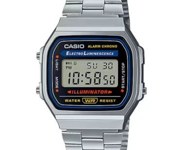 Relógio CASIO Vintage A168WA-1YES, um relógio simples em metal fácil de combinar com diferentes estilos