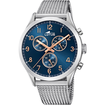 Relógio Lotus Azul Aço Minimalist Homem