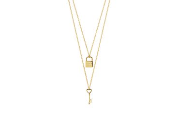 Colar duplo prata dourada Love Locket