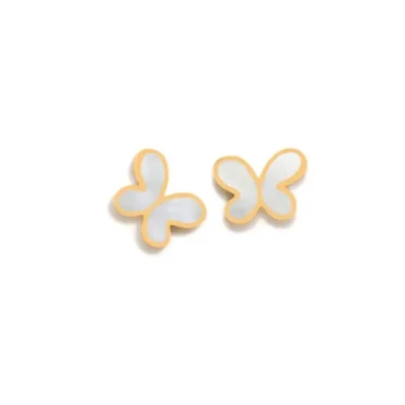 Brincos ARP Borboleta Dourado Madrepérola Rosca 041ROS