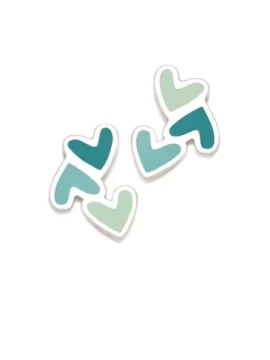 Brincos ARP Corações Turquesa Degradé de Rosca 025DEG