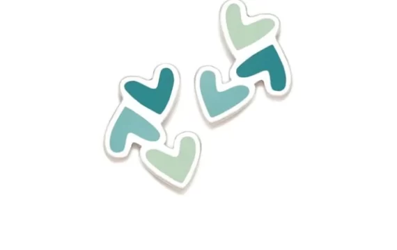 Brincos ARP Corações Turquesa Degradé de Rosca 025DEG