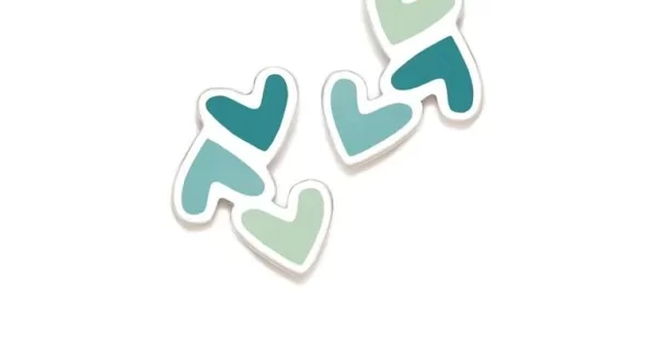 Brincos ARP Corações Turquesa Degradé de Rosca 025DEG