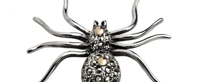 Alfinete Prata e Ouro com Marcassites Aranha 1AO-ISAF420