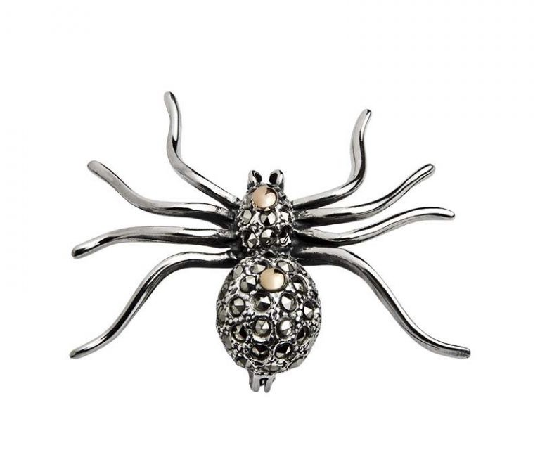 Alfinete Prata e Ouro com Marcassites Aranha 1AO-ISAF420