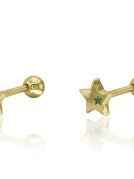 Brinco Estrela Prata Dourada Rosca KCPE1292-DO-VE