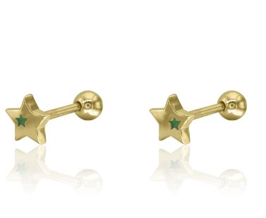 Brinco Estrela Prata Dourada Rosca KCPE1292-DO-VE