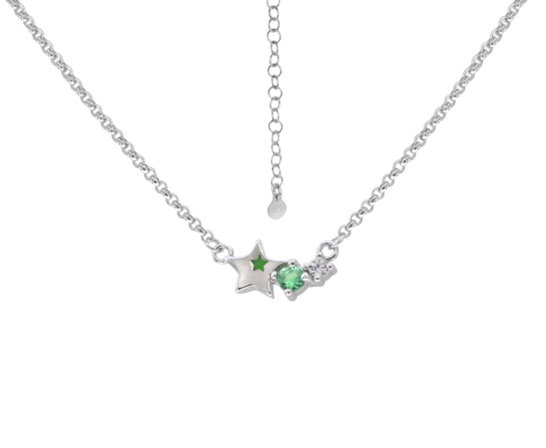 Colar Estrela com Zircónia Verde em Prata KCGA0308-RD-VE