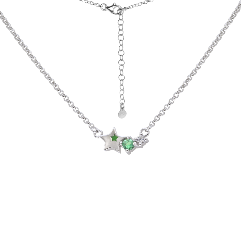 Colar Estrela com Zircónia Verde em Prata KCGA0308-RD-VE