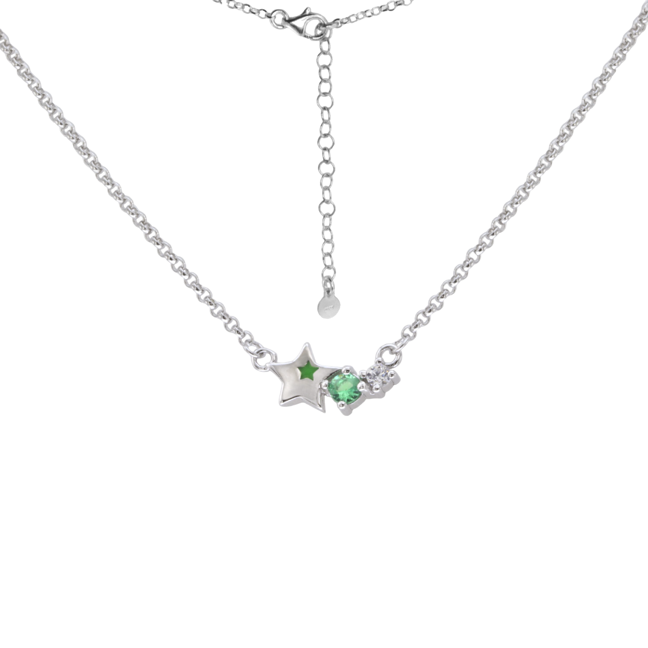 Ourivesaria Moreira - Relógios e Joias - Colar Estrela com Zircónia Verde em Prata KCGA0308-RD-VE Colar Estrela com Zircónia Verde em Prata KCGA0308-RD-VE