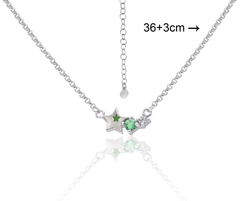 Colar Estrela com Zircónia Verde em Prata KCGA0308-RD-VE
