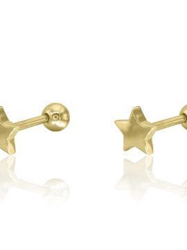 Brinco Estrela Prata Dourada Rosca KCPE1286-DO