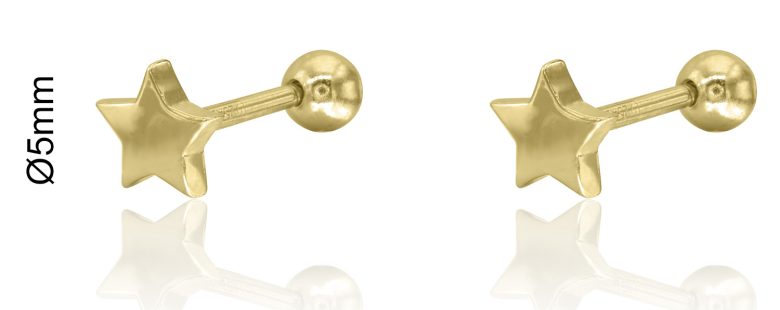 Brinco Estrela Prata Dourada Rosca KCPE1286-DO