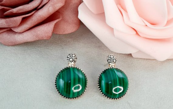 Brincos Gümüs com Malaquite BRP610M