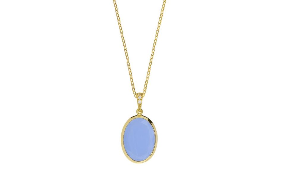 Colar Eugénio Campos Lira Celeste Prata Dourada 106.C329.D.5.00