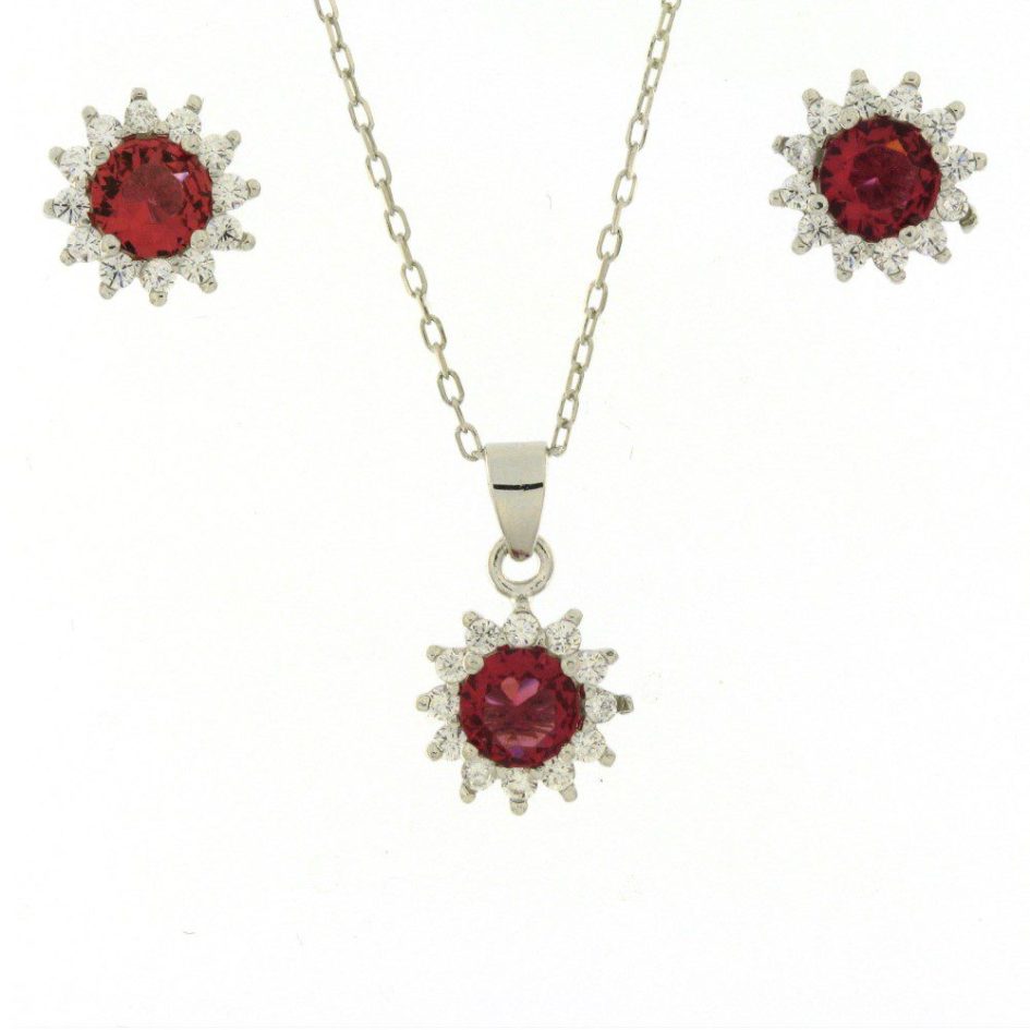 Conjunto Colar & Brincos Prata 925 Zircónias A350263/VM