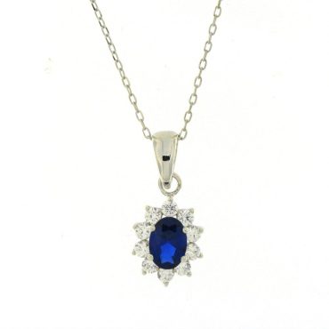 Colar em Prata Com Pedra Azul A018015/A
