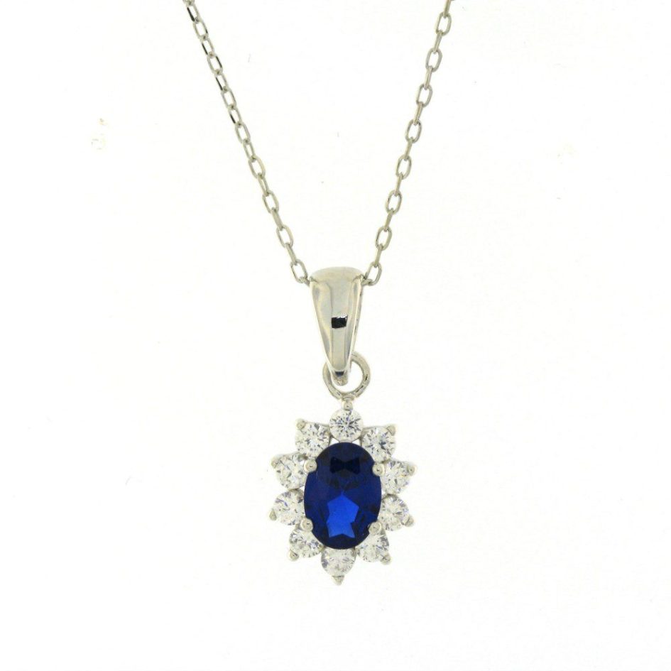 Colar em Prata Com Pedra Azul A018015/A
