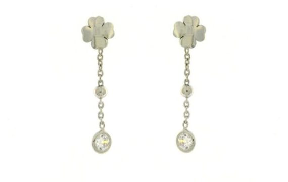 Brincos Trevo em Prata com Zircónias A047979
