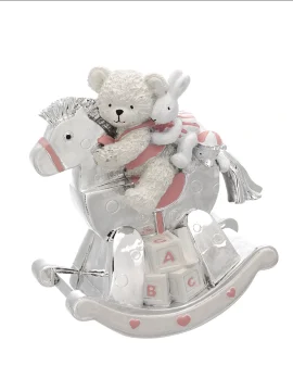 Carrossel Musical Dhome Urso e Coelho Rosa