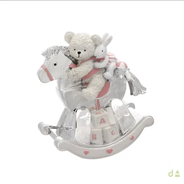 Carrossel Musical Dhome Urso e Coelho Rosa
