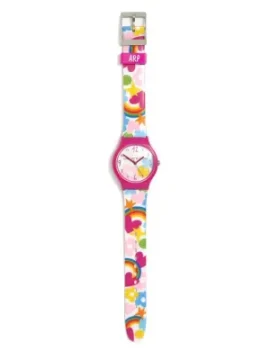 Relógio ARP Flip Arco-íris com Brincos corações AGR352K
