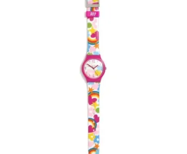 Relógio ARP Flip Arco-íris com Brincos corações AGR352K