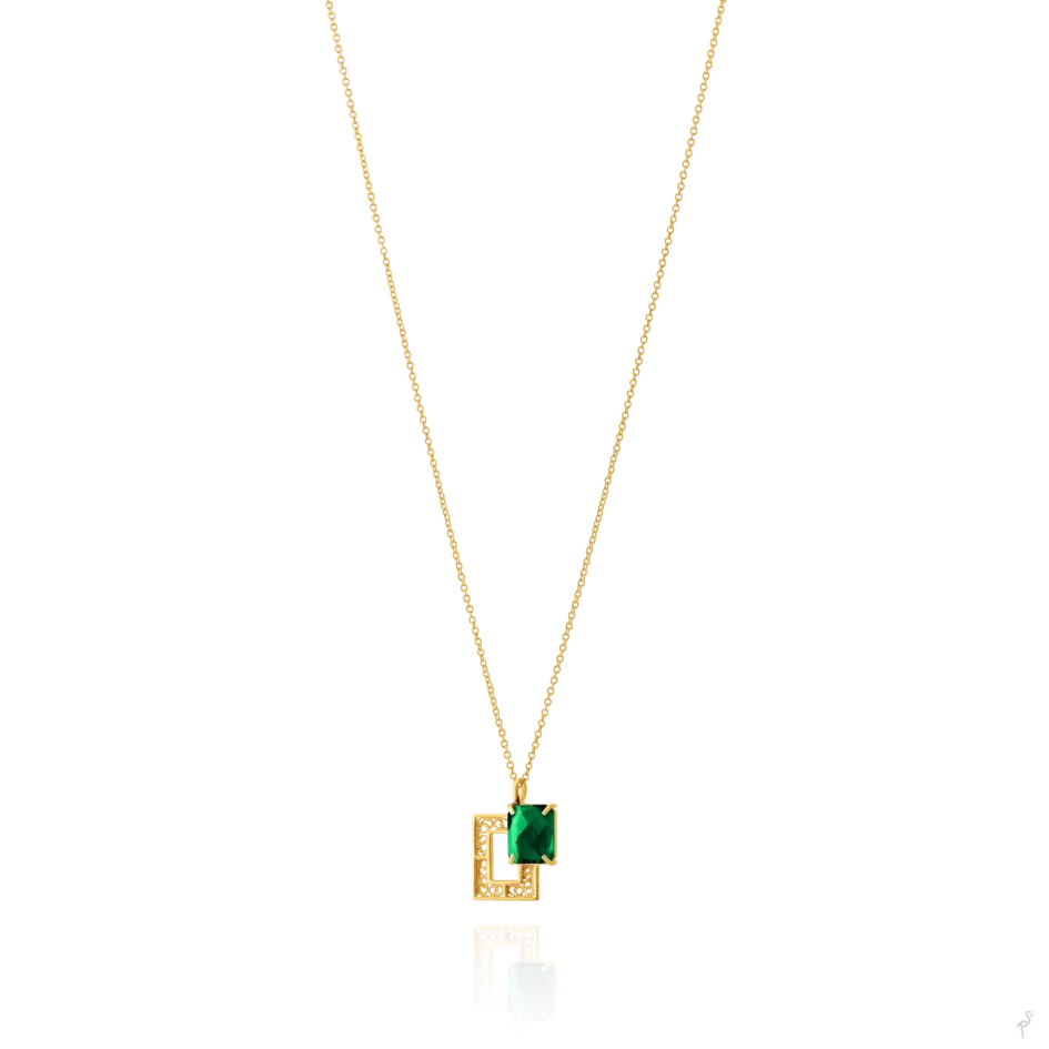 Colar Saudade Filigrana & Pedra Verde 1CM-111075