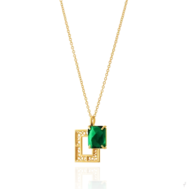 Colar Saudade Filigrana & Pedra Verde 1CM-111075