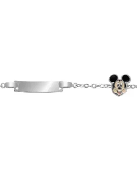 Pulseira Disney Mickey And Friends (Mickey) AG058P2 em Prata de lei 925 e com chapa para personalizar
