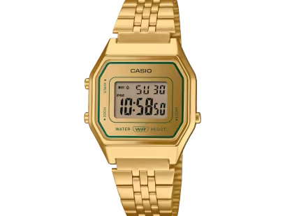 Relógio Casio Iconic Vintage LA680WEGV-9AEF, um modelo minimalista em dourado