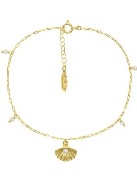 Pulseira Tornozelo Eugénio Campos Seashell 103.B453.D.2.00 em Prata de Lei 925 em Dourado. A coleção perfeita para dar as boas-vindas ao Verão!
