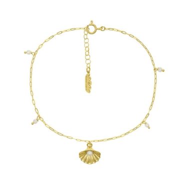 Pulseira Tornozelo Eugénio Campos Seashell 103.B453.D.2.00 em Prata de Lei 925 em Dourado. A coleção perfeita para dar as boas-vindas ao Verão!