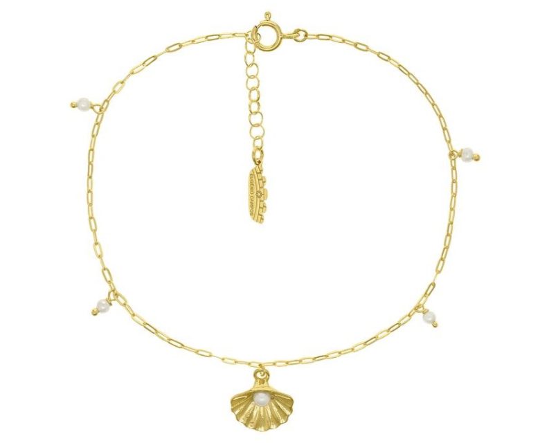 Pulseira Tornozelo Eugénio Campos Seashell 103.B453.D.2.00 em Prata de Lei 925 em Dourado. A coleção perfeita para dar as boas-vindas ao Verão!