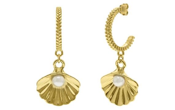 Brincos Eugénio Campos Seashell 114.B884.D.2.00 em Prata de Lei 925 em Dourado. A coleção perfeita para dar as boas-vindas ao verão!