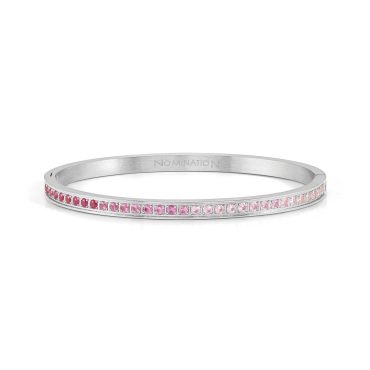 Pulseira Nomination Pretty Bangles Rosa 029505/002 em Prateado e com zircónias cor-de-rosa