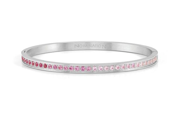 Pulseira Nomination Pretty Bangles Rosa 029505/002 em Prateado e com zircónias cor-de-rosa