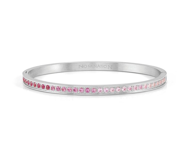 Pulseira Nomination Pretty Bangles Rosa 029505/002 em Prateado e com zircónias cor-de-rosa