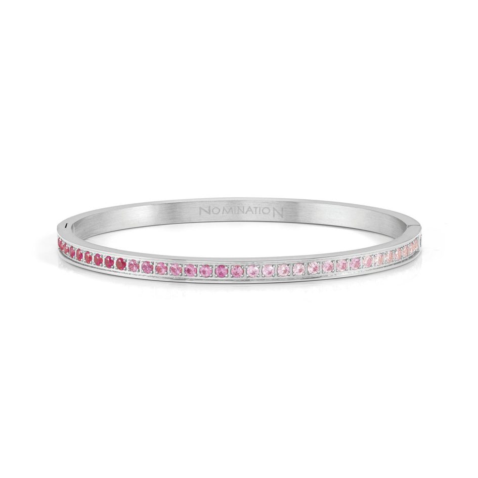 Pulseira Nomination Pretty Bangles Rosa 029505/002 em Prateado e com zircónias cor-de-rosa