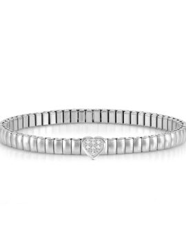 Pulseira Nomination Life Coração 046007/004 em Prateado e com um coração no centro com zircónias cristais