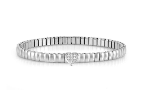 Pulseira Nomination Life Coração 046007/004 em Prateado e com um coração no centro com zircónias cristais