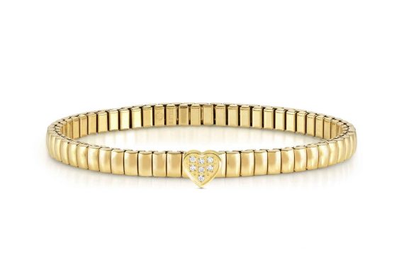Pulseira Nomination Life Coração 046011/004 em Dourado e com uma coração ao centro, com zircónias transparentes