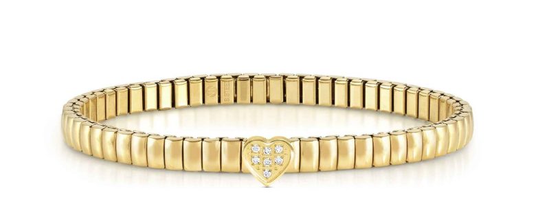 Pulseira Nomination Life Coração 046011/004 em Dourado e com uma coração ao centro, com zircónias transparentes