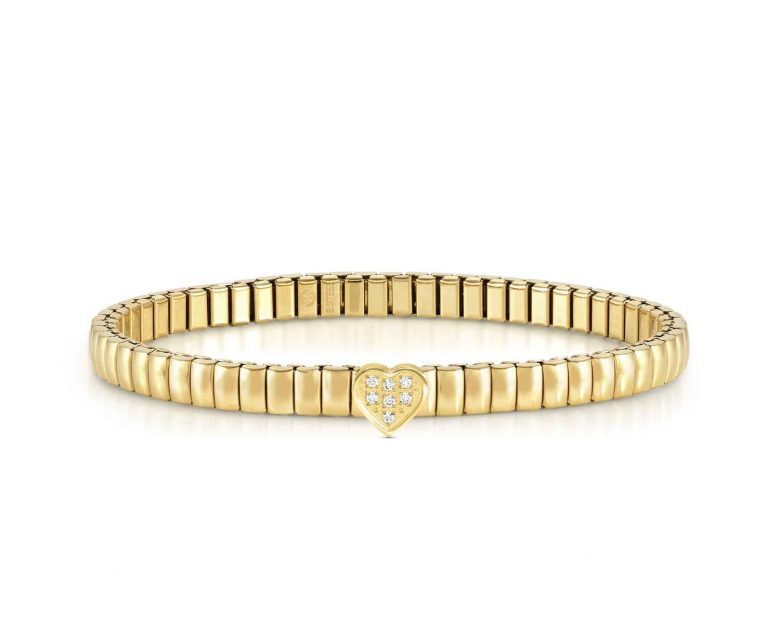 Pulseira Nomination Life Coração 046011/004 em Dourado e com uma coração ao centro, com zircónias transparentes