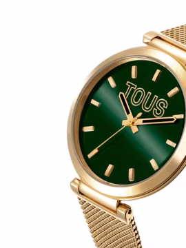 Relógio Tous S-Mesh Mirror 3000142600 em Dourado e com fundo Espelho Verde