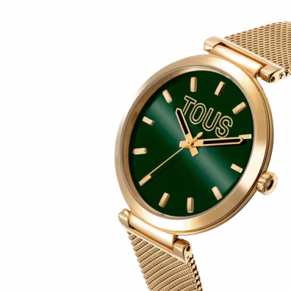 Relógio Tous S-Mesh Mirror 3000142600 em Dourado e com fundo Espelho Verde