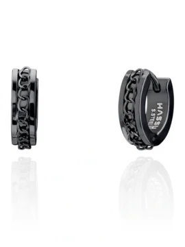 Argolas Hassu 7HSS220917B em aço inoxidável em preto.