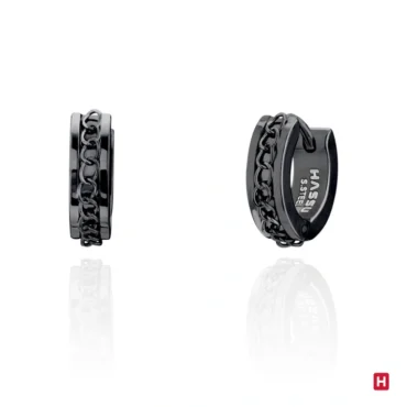 Argolas Hassu 7HSS220917B em aço inoxidável em preto.